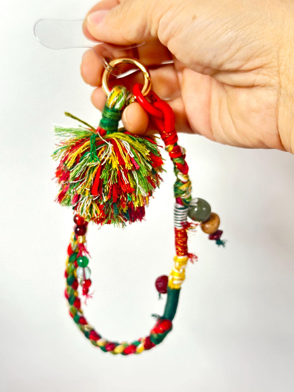 Handmade Macrame Phone Strap, Christmas Colour mobile Lanyard, Gift for Her, Phone Wristlet