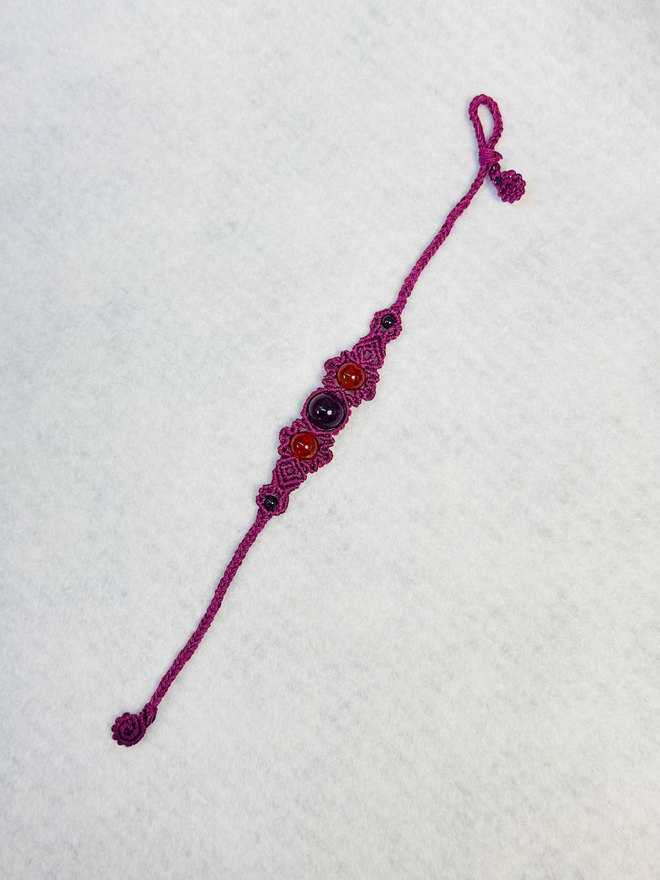 Handmade Macrame Bracelet with Healing Gemstones Natural Agate Boho Jewellery, Gift for Her