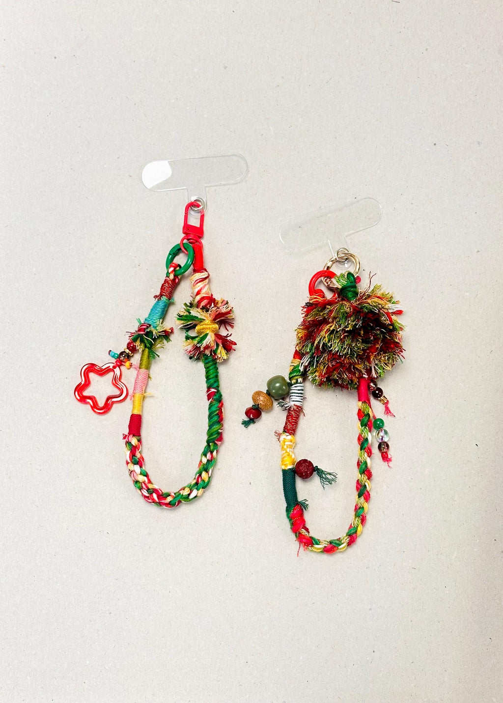 Handmade Macrame Phone Strap, Christmas Colour mobile Lanyard, Gift for Her, Phone Wristlet