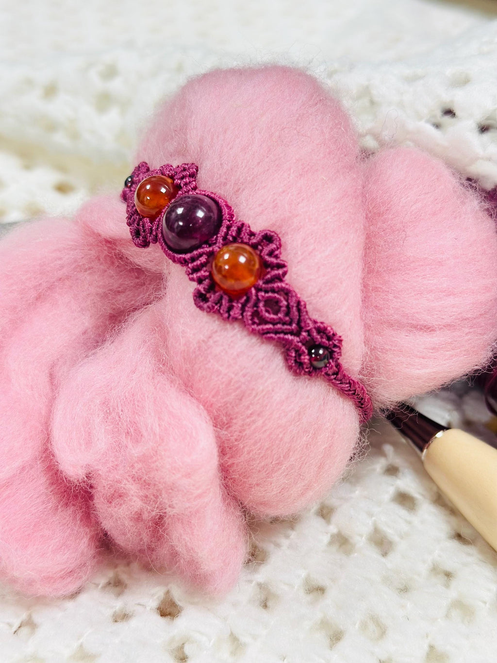 Handmade Macrame Bracelet with Healing Gemstones Natural Agate Boho Jewellery, Gift for Her