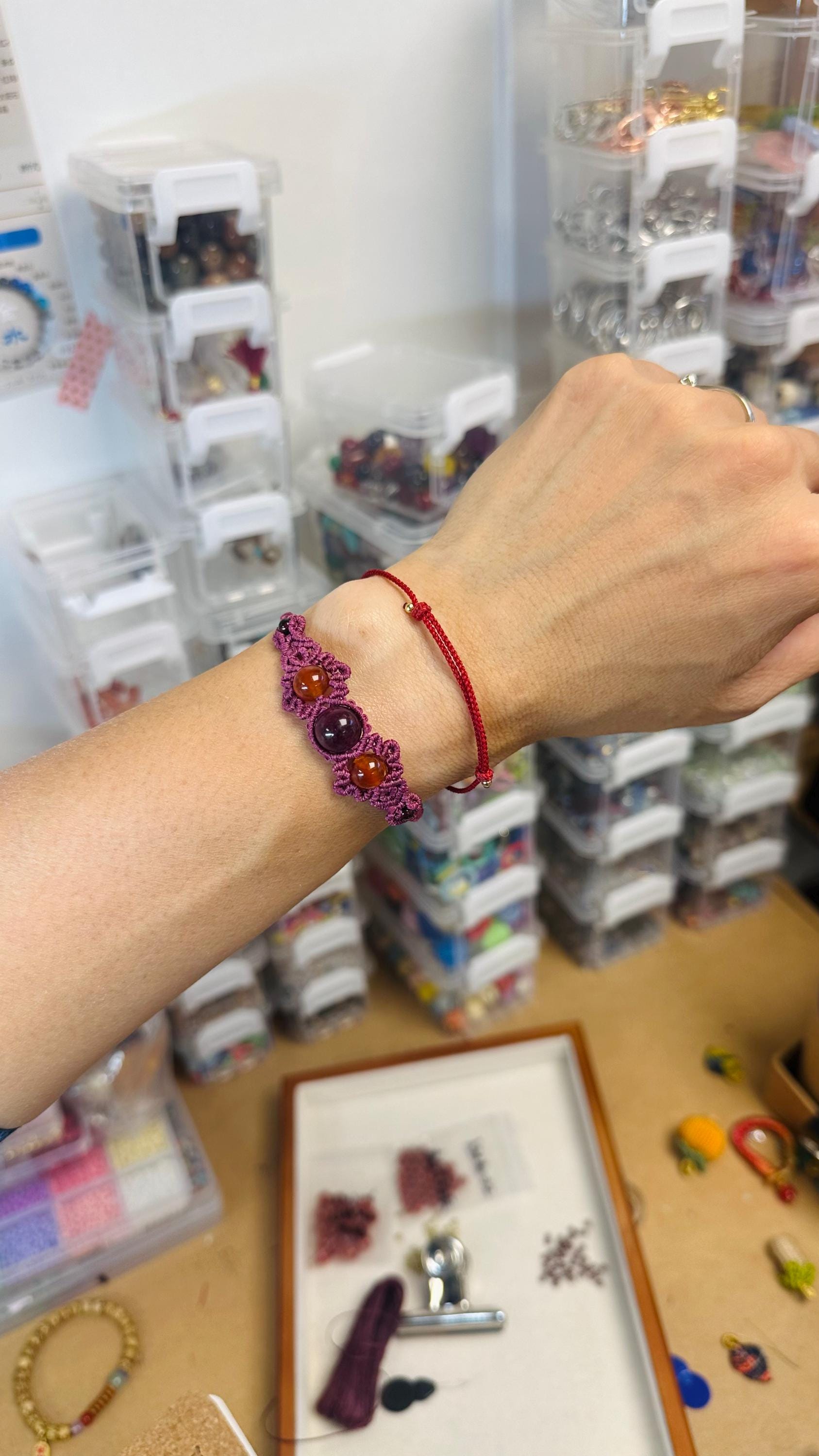 Handmade Macrame Bracelet with Healing Gemstones Natural Agate Boho Jewellery, Gift for Her